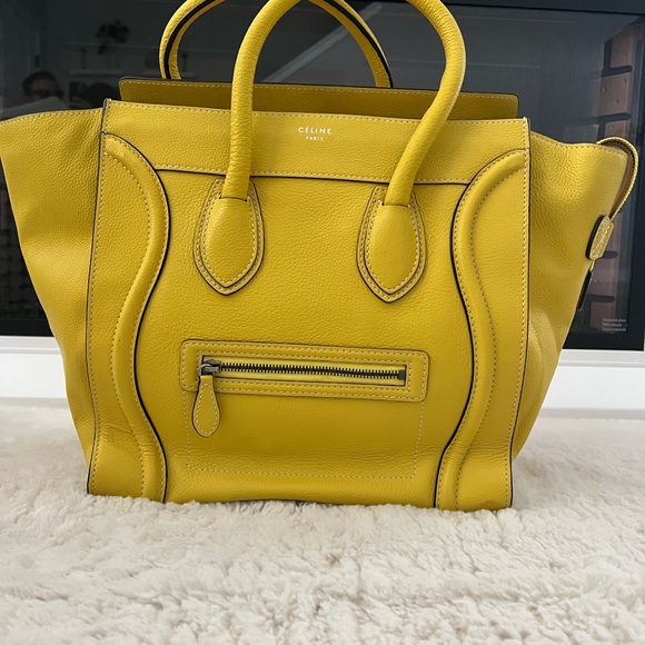 Celine Yellow Leather Mini Luggage Tote - Picture 6 of 12
